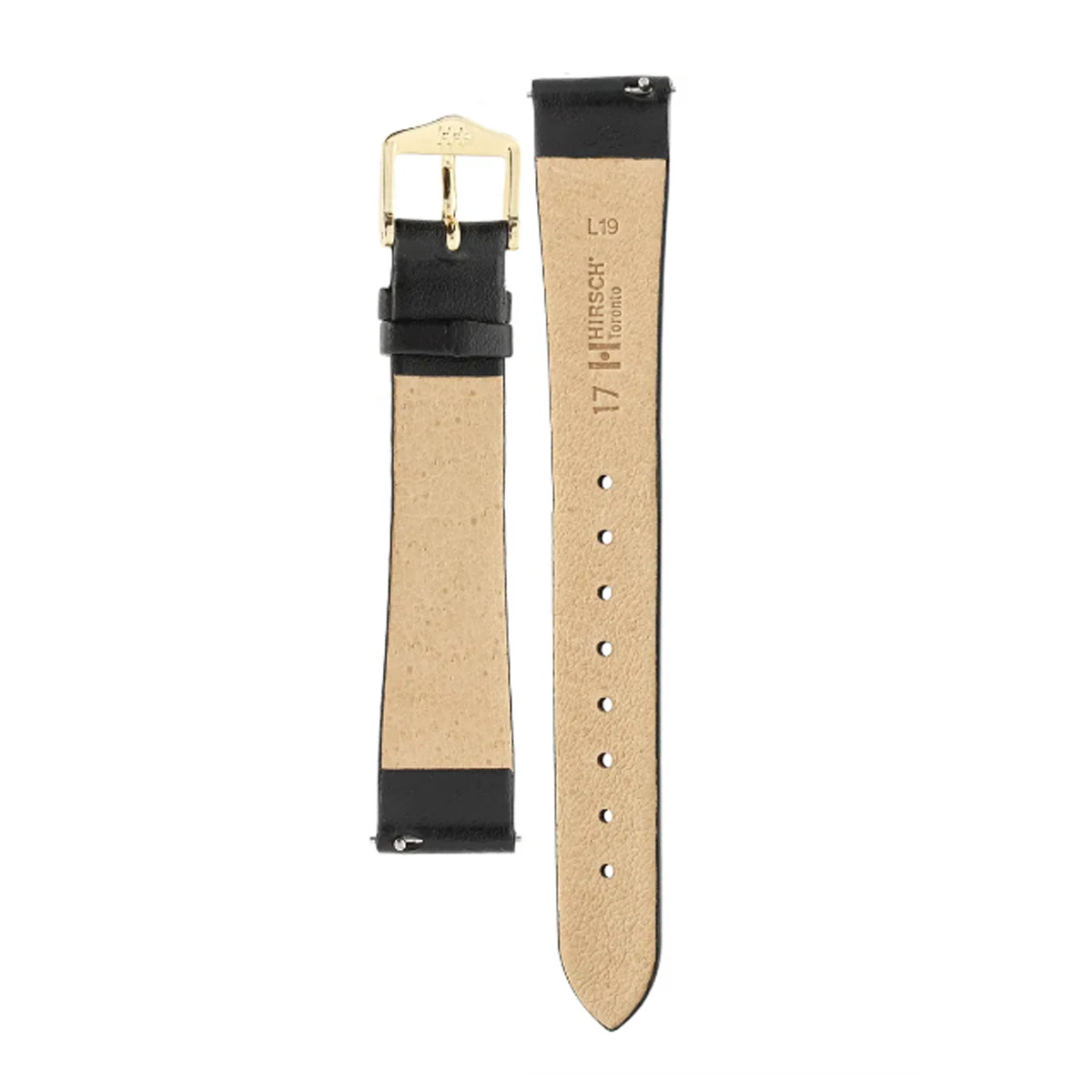 Hirsch Toronto L black calf leather watch strap 19 mm 03702050-1-19 - Image 2