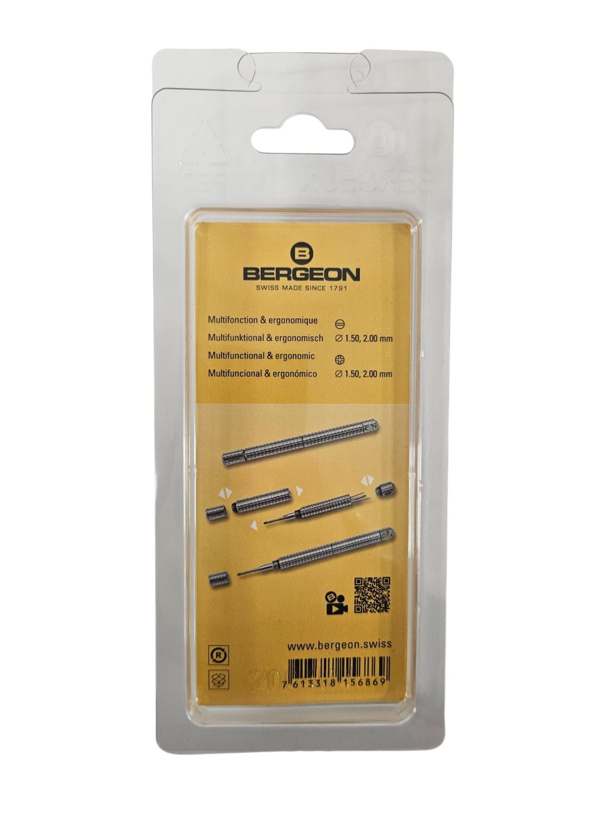 Bergeon 7217-B Stainless Steel Screwdriver with 4 Interchangeable Blades - Image 2