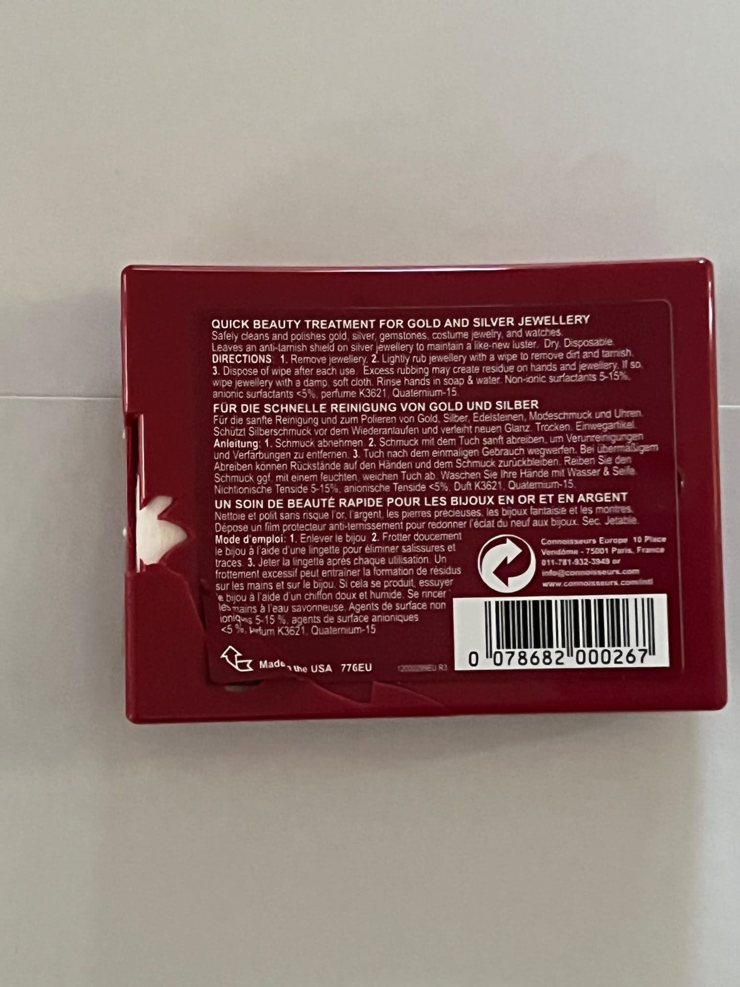 Open packaging: Connoisseurs Jewellery Wipes - Dry Wipes for Gold, Platinum, and Diamonds - Image 3