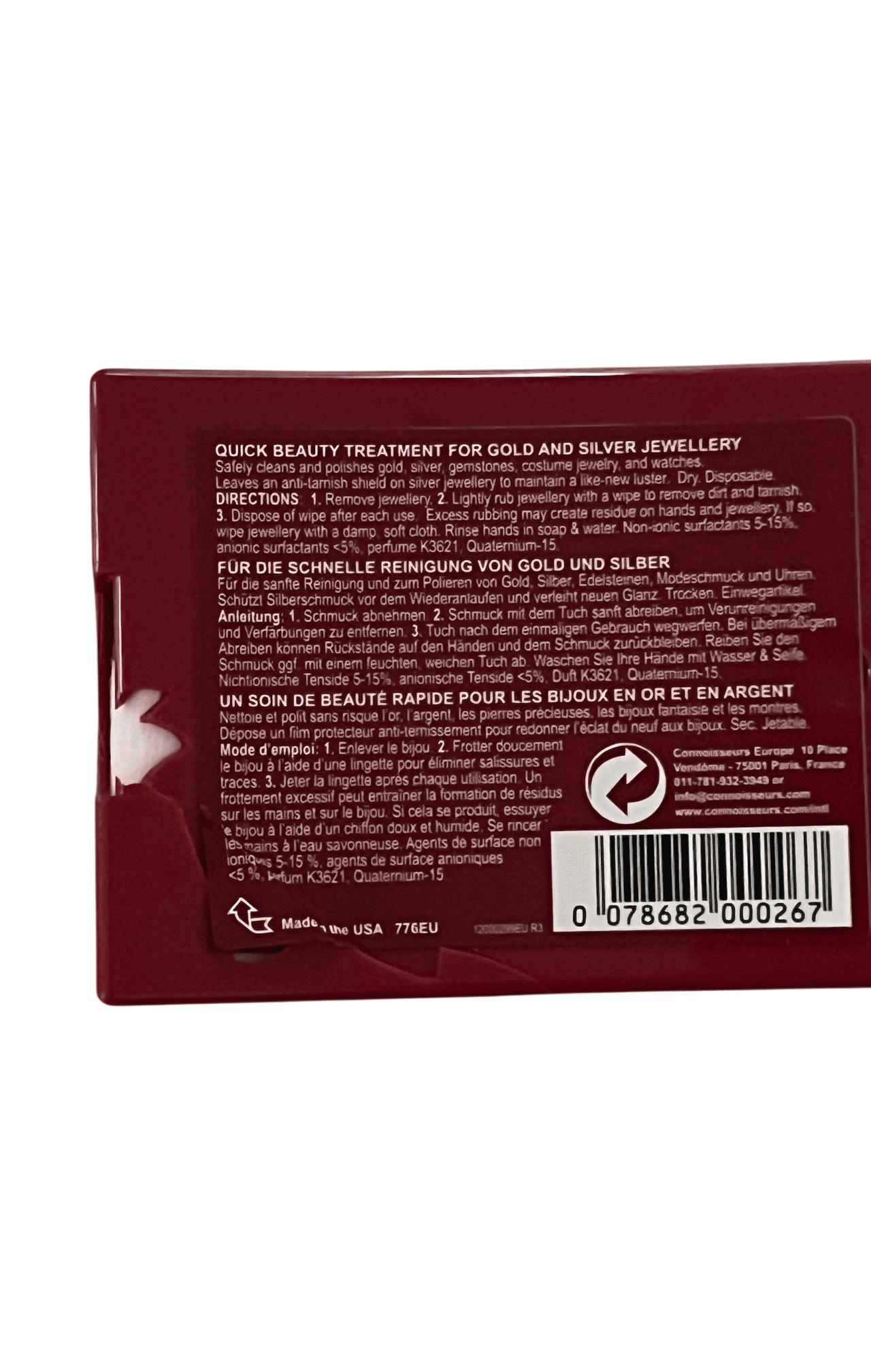 Open packaging: Connoisseurs Jewellery Wipes - Dry Wipes for Gold, Platinum, and Diamonds - Image 4