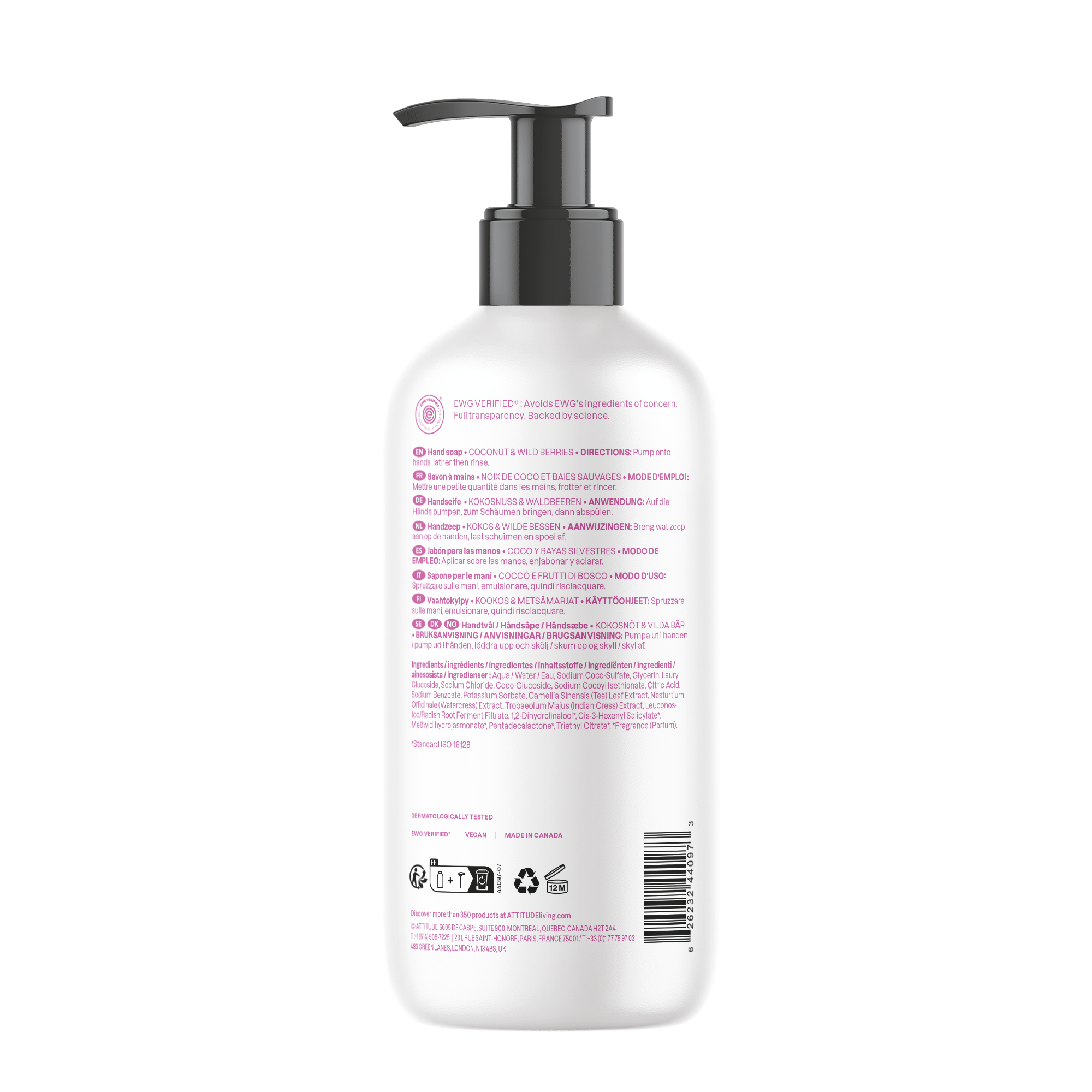 ATTITUDE Super Leaves Hand Soap, Coconut & Wild Berries, 473 ml - Image 2