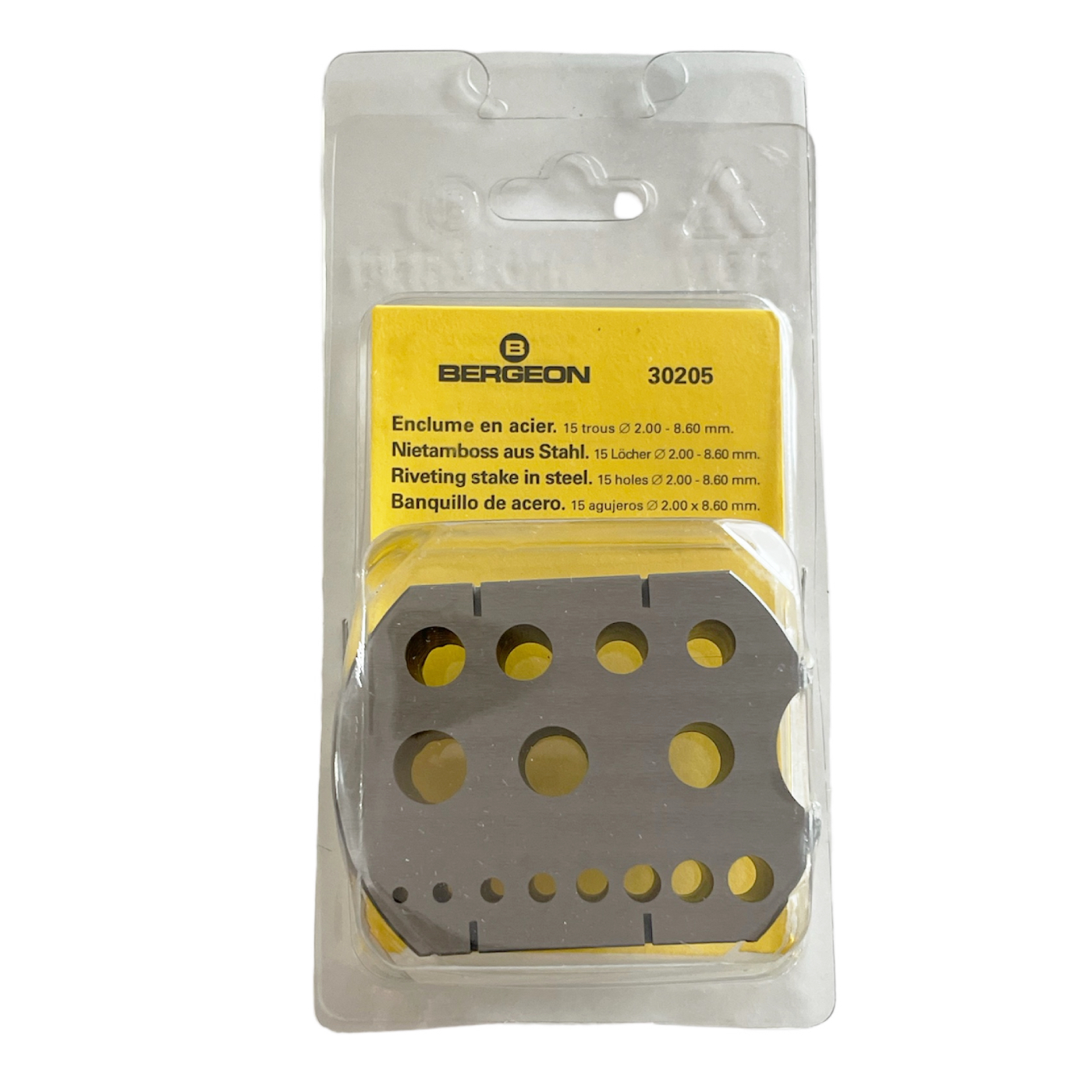 Bergeon 30205 riveting stake in steel tool with 15 holes 2.00 - 8.60 mm - Image 3