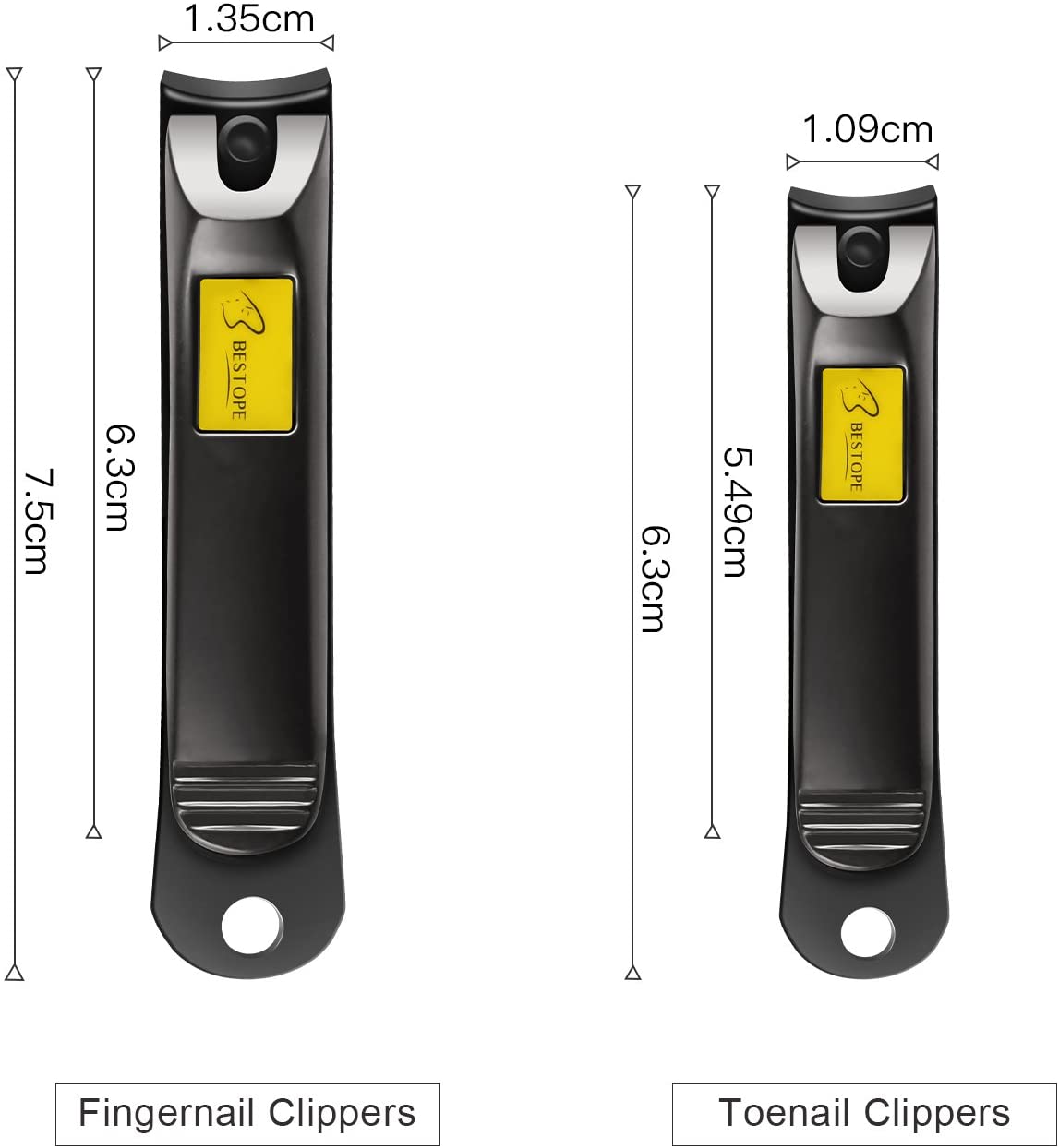 Bestope 2PC Black Stainless Steel Nail Clippers Set - Image 4