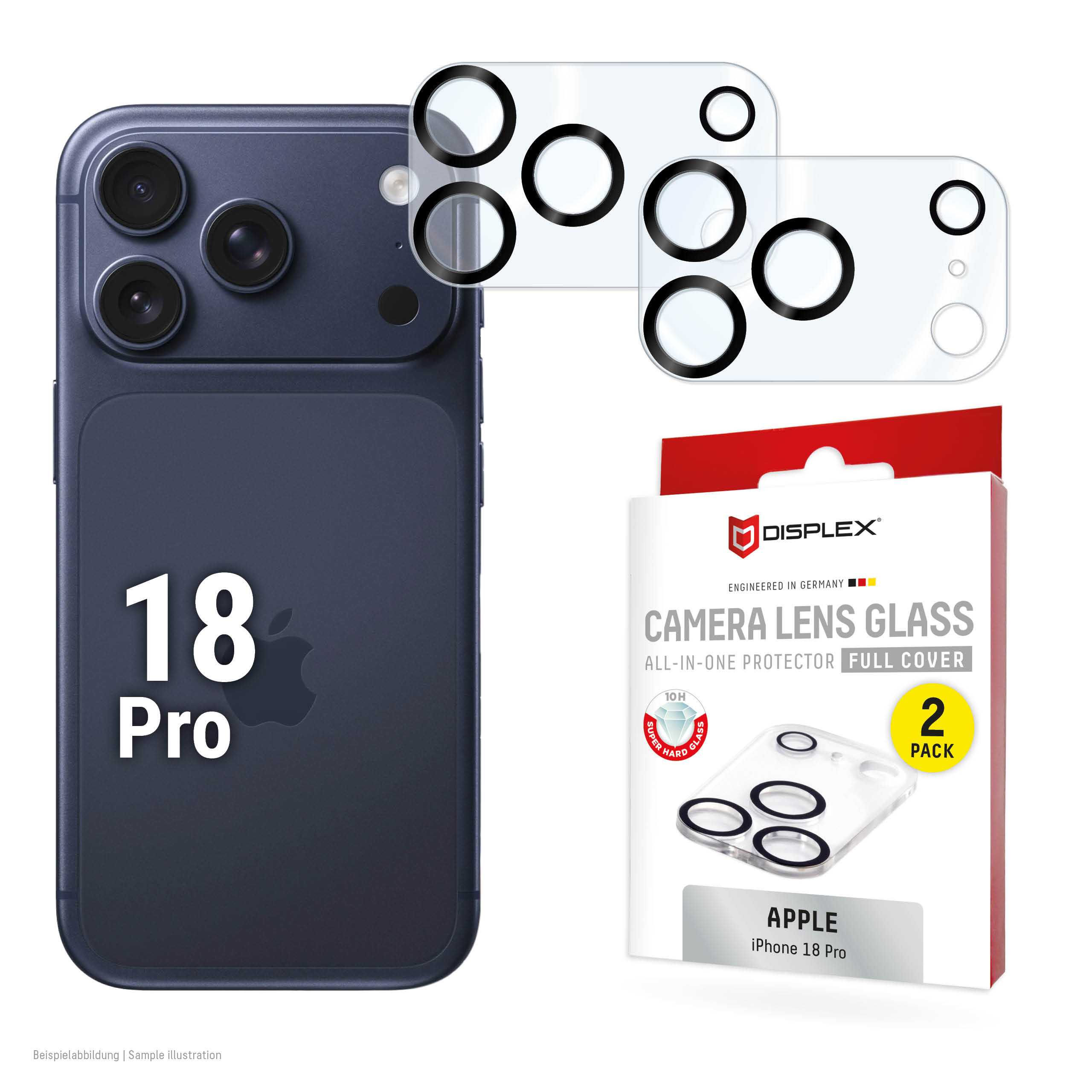 DISPLEX Full Cover Camera Lens Glass for iPhone 18 Pro, 2-Pack
