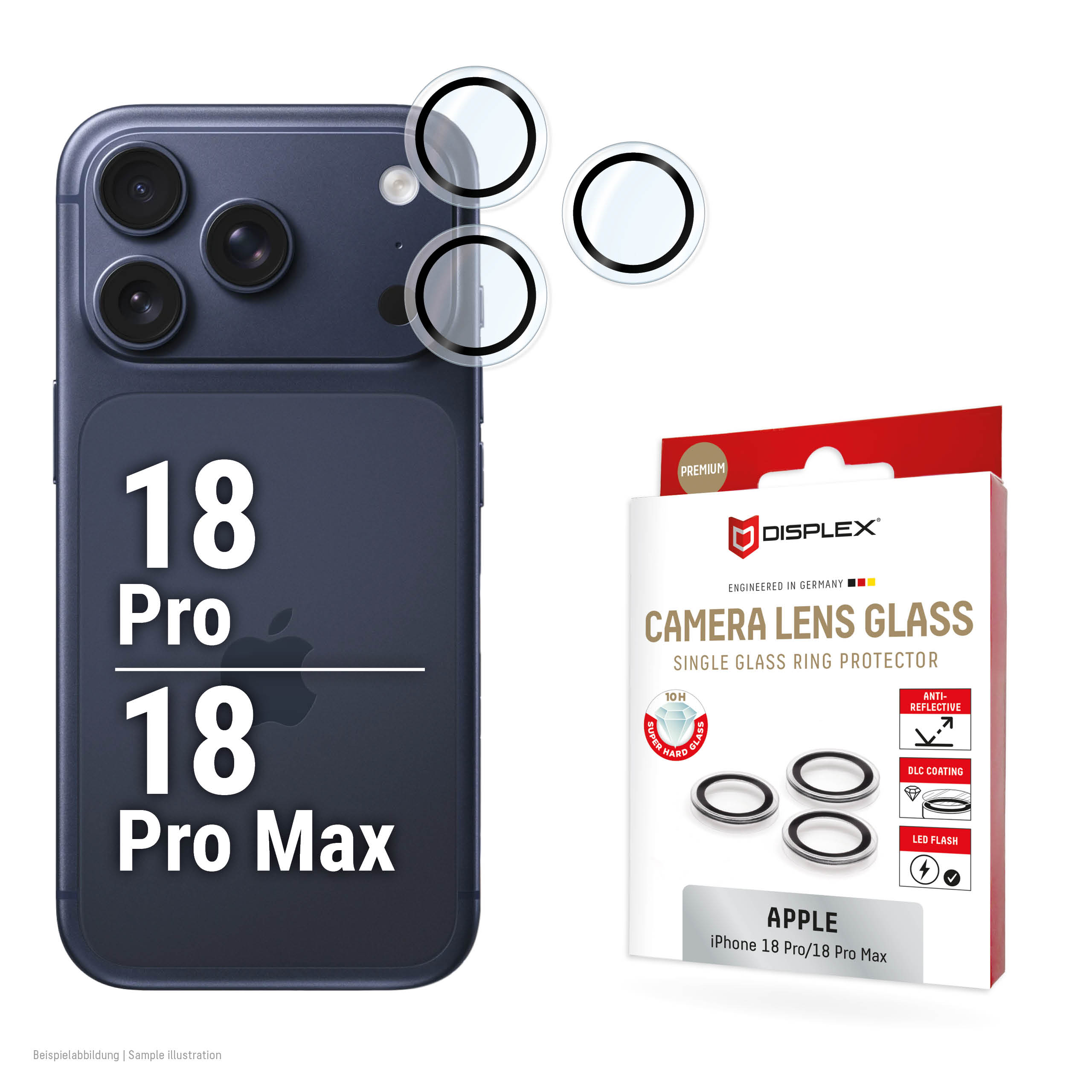 DISPLEX Premium Camera Lens Glass for iPhone 18 Pro/Pro Max, 10H DLC - Image 2