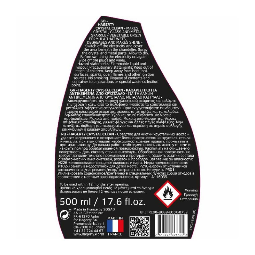 Hagerty A116039 crystal clean, glass and metal cleaner, 500 ml - Image 3