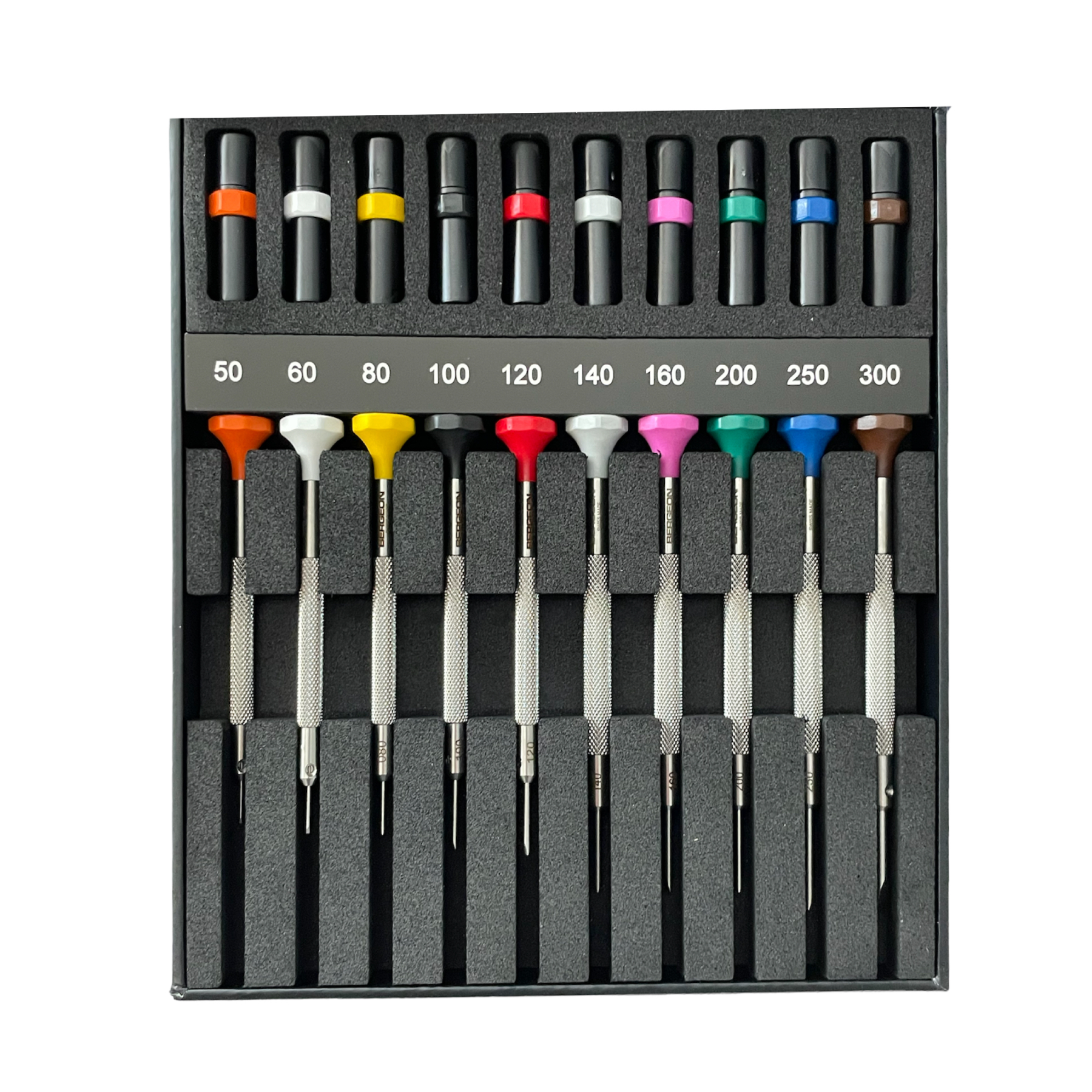 Bergeon 30081-AC10 set of 10 INOX watchmaker screwdrivers in box